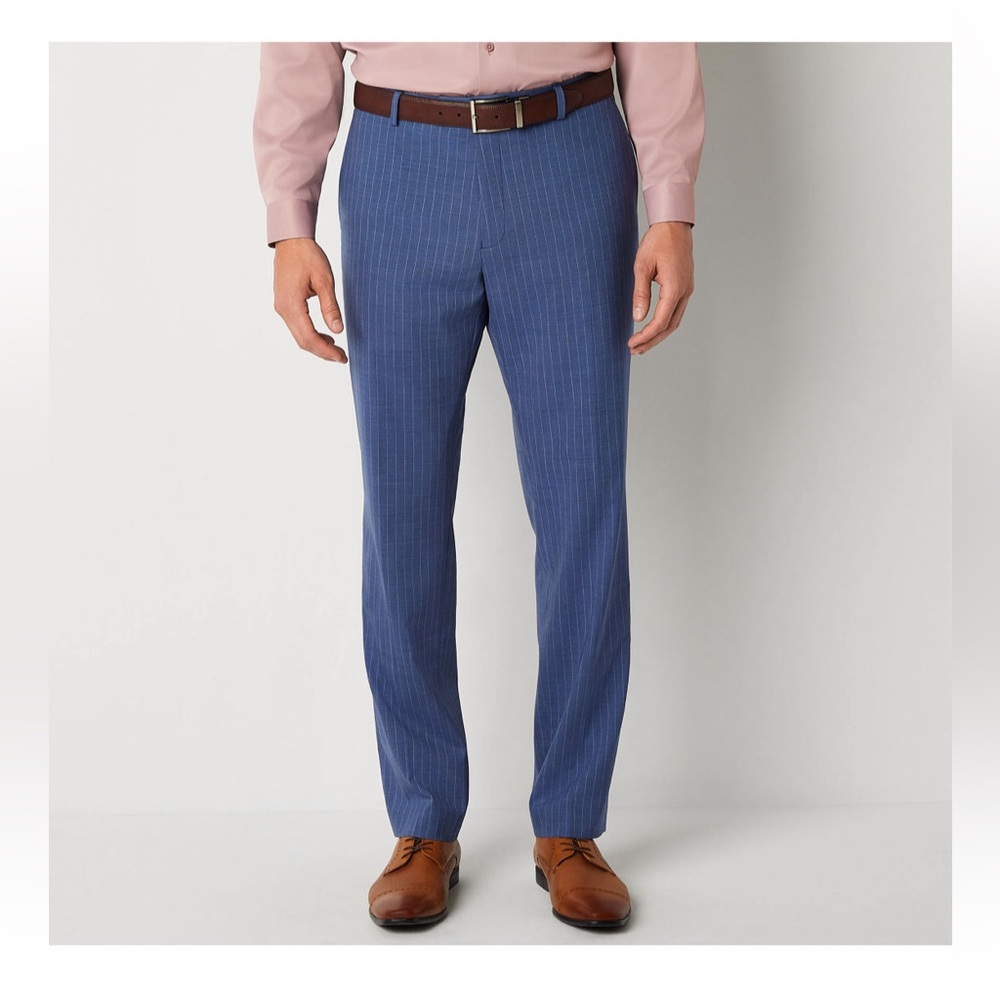 Collection By Michael Strahan Pinstripe Mens Regular Fit Flat Front Pants